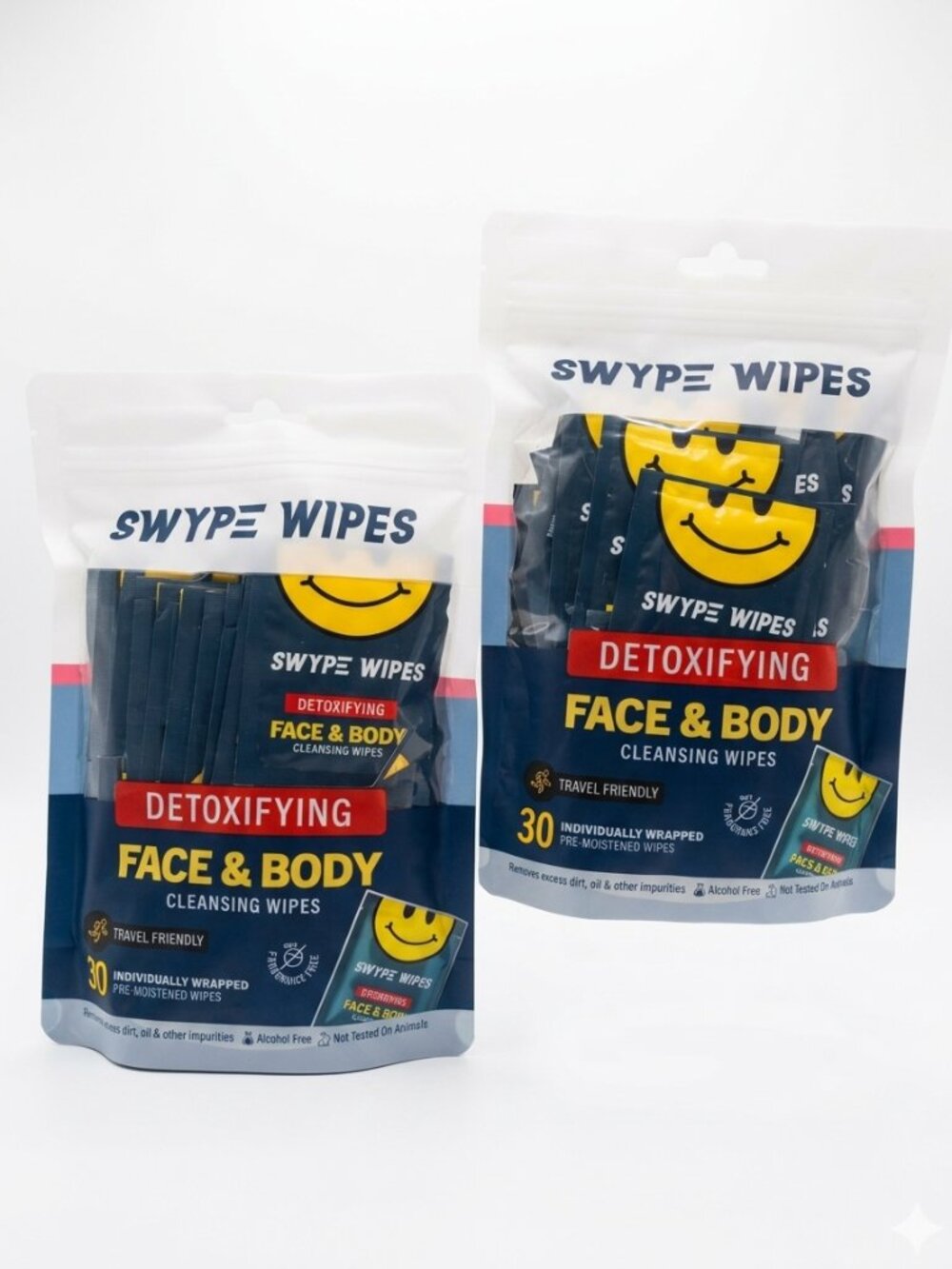 SET OF 2 SWYPE Face/Body Cleansing Wipes- Detoxifying 60ct Individually Wrapped